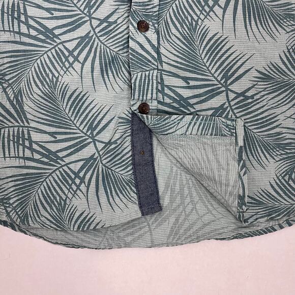 Hang Ten Button Up Shirt Mens Medium Short Sleeve‎ Linen Tropical Cabana Resort - Picture 5 of 14